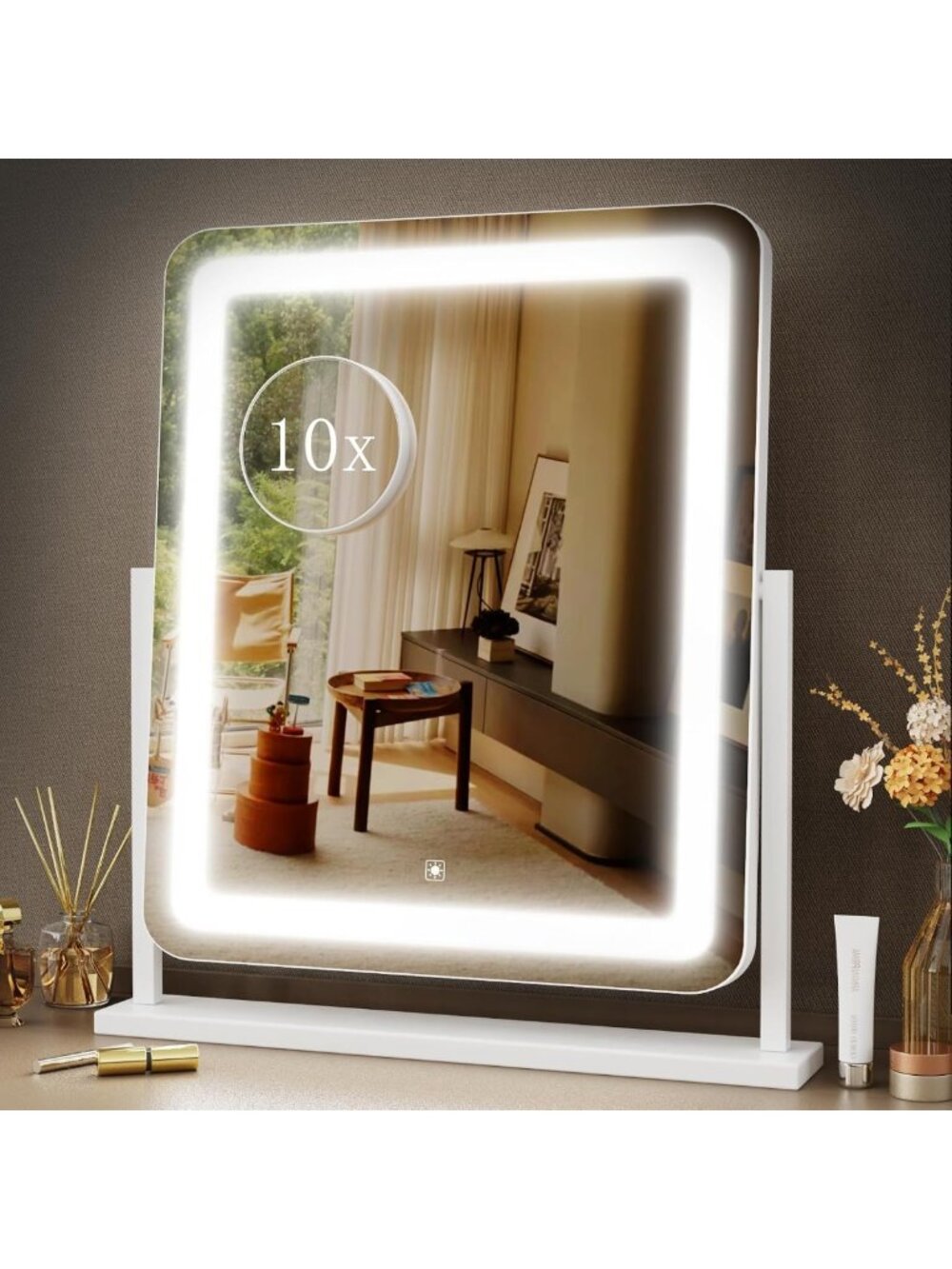15.2" Lighted Makeup Mirror with 10X Magnification - Perfect for Flawless Beauty